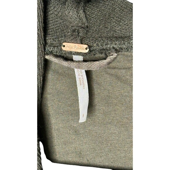 Free People Boho Coated Drape Front Moto Jacket Olive Size 8 - Picture 6 of 7